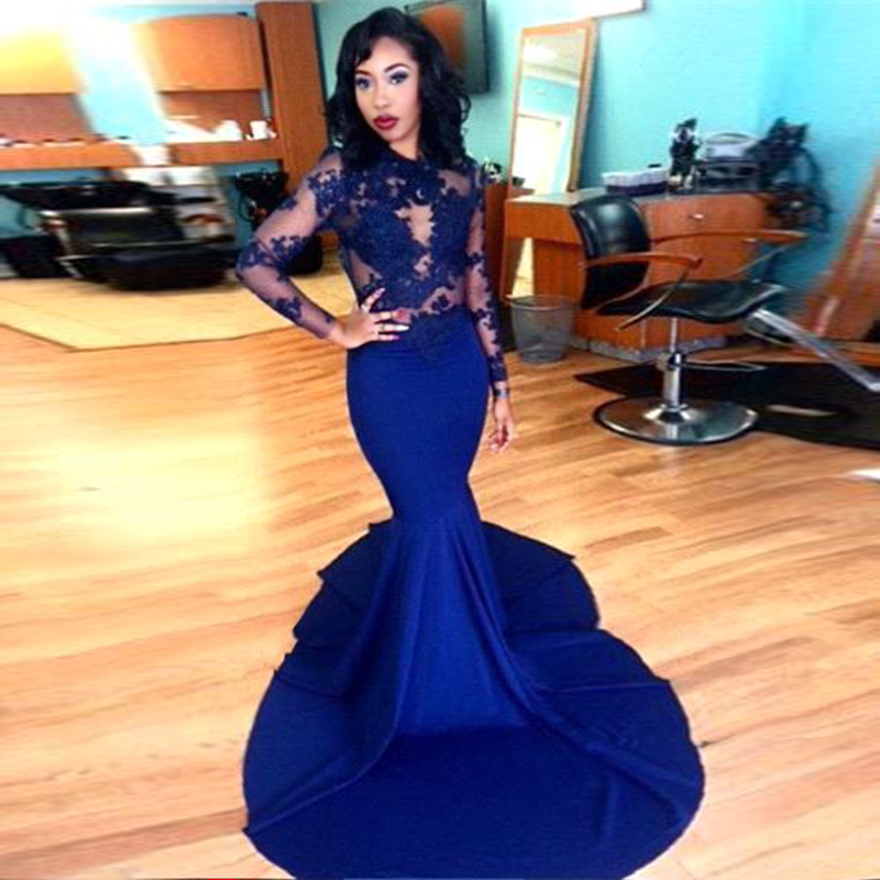 Prom Dress Mermaid Through Long Sleeve Prom Dress Mermaid Through Long Sleeve